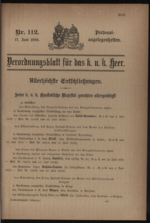 Kaiserlich-königliches Armee-Verordnungsblatt: Personal-Angelegenheiten 19160617 Seite: 1