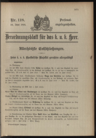 Kaiserlich-königliches Armee-Verordnungsblatt: Personal-Angelegenheiten 19160624 Seite: 25