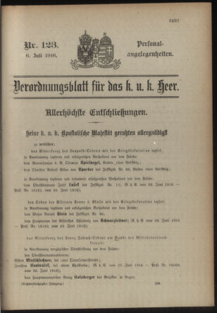 Kaiserlich-königliches Armee-Verordnungsblatt: Personal-Angelegenheiten 19160706 Seite: 1