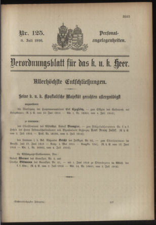 Kaiserlich-königliches Armee-Verordnungsblatt: Personal-Angelegenheiten 19160708 Seite: 31