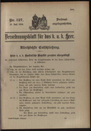 Kaiserlich-königliches Armee-Verordnungsblatt: Personal-Angelegenheiten 19160715 Seite: 1