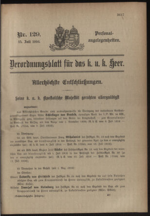 Kaiserlich-königliches Armee-Verordnungsblatt: Personal-Angelegenheiten 19160715 Seite: 27