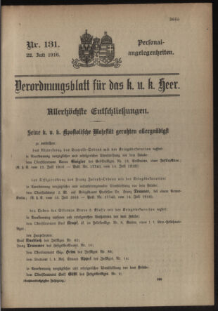 Kaiserlich-königliches Armee-Verordnungsblatt: Personal-Angelegenheiten 19160722 Seite: 1