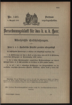 Kaiserlich-königliches Armee-Verordnungsblatt: Personal-Angelegenheiten 19160805 Seite: 49