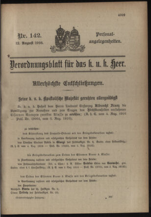 Kaiserlich-königliches Armee-Verordnungsblatt: Personal-Angelegenheiten 19160812 Seite: 1