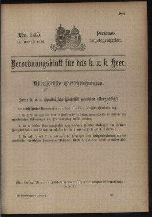 Kaiserlich-königliches Armee-Verordnungsblatt: Personal-Angelegenheiten 19160814 Seite: 31