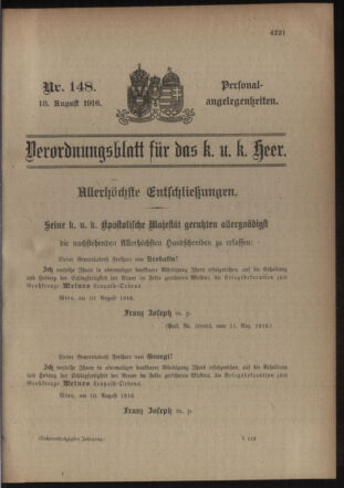 Kaiserlich-königliches Armee-Verordnungsblatt: Personal-Angelegenheiten 19160818 Seite: 15