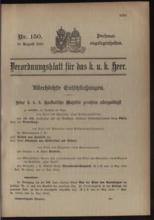 Kaiserlich-königliches Armee-Verordnungsblatt: Personal-Angelegenheiten 19160819 Seite: 9