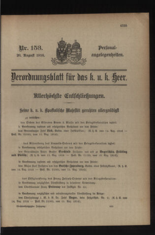 Kaiserlich-königliches Armee-Verordnungsblatt: Personal-Angelegenheiten 19160826 Seite: 1