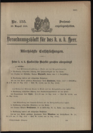 Kaiserlich-königliches Armee-Verordnungsblatt: Personal-Angelegenheiten 19160828 Seite: 1