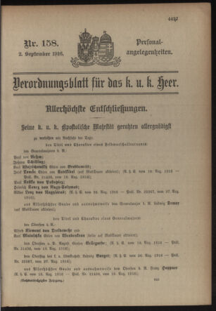 Kaiserlich-königliches Armee-Verordnungsblatt: Personal-Angelegenheiten 19160902 Seite: 1