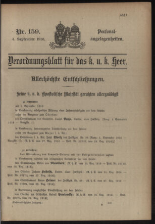 Kaiserlich-königliches Armee-Verordnungsblatt: Personal-Angelegenheiten 19160904 Seite: 1