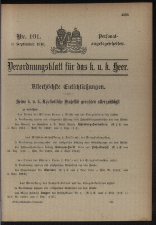 Kaiserlich-königliches Armee-Verordnungsblatt: Personal-Angelegenheiten 19160909 Seite: 1