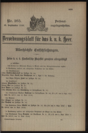 Kaiserlich-königliches Armee-Verordnungsblatt: Personal-Angelegenheiten 19160916 Seite: 1