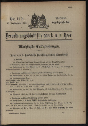 Kaiserlich-königliches Armee-Verordnungsblatt: Personal-Angelegenheiten 19160923 Seite: 1