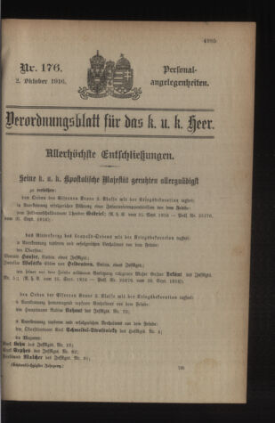 Kaiserlich-königliches Armee-Verordnungsblatt: Personal-Angelegenheiten 19161002 Seite: 1