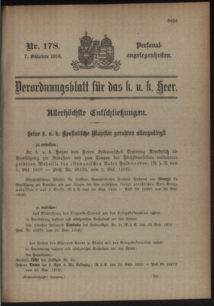 Kaiserlich-königliches Armee-Verordnungsblatt: Personal-Angelegenheiten 19161007 Seite: 1