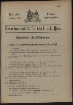 Kaiserlich-königliches Armee-Verordnungsblatt: Personal-Angelegenheiten 19161009 Seite: 1