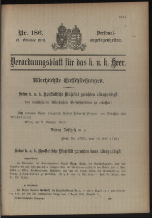 Kaiserlich-königliches Armee-Verordnungsblatt: Personal-Angelegenheiten 19161021 Seite: 1