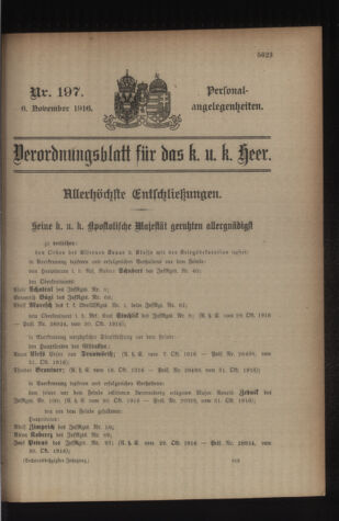 Kaiserlich-königliches Armee-Verordnungsblatt: Personal-Angelegenheiten 19161106 Seite: 1