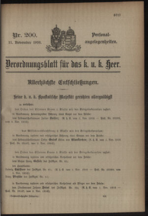 Kaiserlich-königliches Armee-Verordnungsblatt: Personal-Angelegenheiten 19161111 Seite: 1