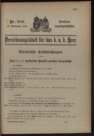 Kaiserlich-königliches Armee-Verordnungsblatt: Personal-Angelegenheiten 19161113 Seite: 1