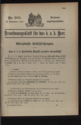 Kaiserlich-königliches Armee-Verordnungsblatt: Personal-Angelegenheiten 19161116 Seite: 1