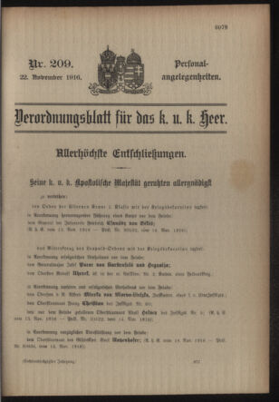 Kaiserlich-königliches Armee-Verordnungsblatt: Personal-Angelegenheiten 19161122 Seite: 1