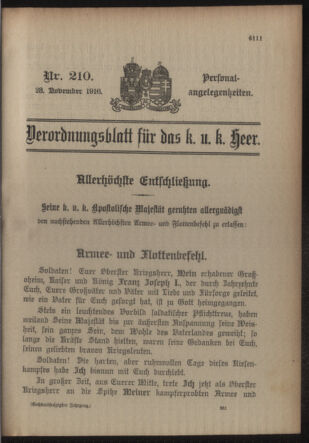 Kaiserlich-königliches Armee-Verordnungsblatt: Personal-Angelegenheiten 19161123 Seite: 1