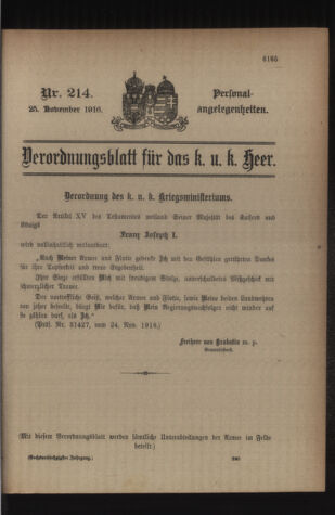 Kaiserlich-königliches Armee-Verordnungsblatt: Personal-Angelegenheiten 19161125 Seite: 51