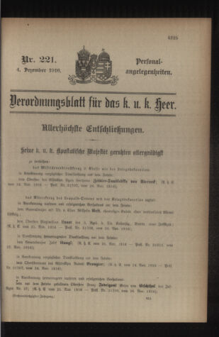 Kaiserlich-königliches Armee-Verordnungsblatt: Personal-Angelegenheiten 19161204 Seite: 1