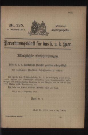 Kaiserlich-königliches Armee-Verordnungsblatt: Personal-Angelegenheiten 19161209 Seite: 1