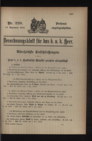 Kaiserlich-königliches Armee-Verordnungsblatt: Personal-Angelegenheiten 19161213 Seite: 1