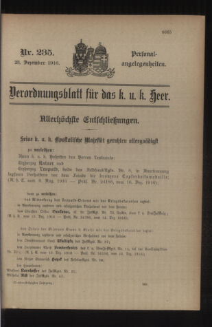 Kaiserlich-königliches Armee-Verordnungsblatt: Personal-Angelegenheiten