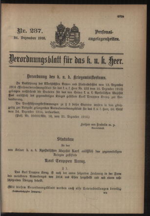 Kaiserlich-königliches Armee-Verordnungsblatt: Personal-Angelegenheiten 19161224 Seite: 1