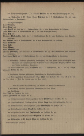 Kaiserlich-königliches Armee-Verordnungsblatt: Personal-Angelegenheiten 19170102 Seite: 17