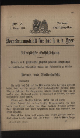 Kaiserlich-königliches Armee-Verordnungsblatt: Personal-Angelegenheiten 19170108 Seite: 47