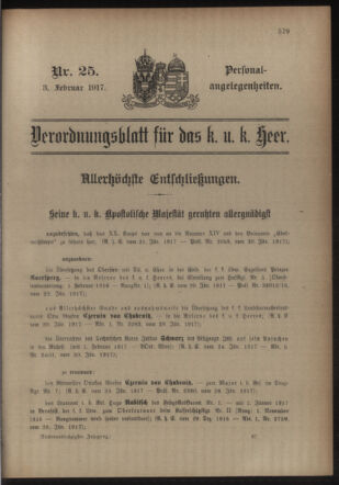 Kaiserlich-königliches Armee-Verordnungsblatt: Personal-Angelegenheiten 19170203 Seite: 31