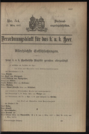 Kaiserlich-königliches Armee-Verordnungsblatt: Personal-Angelegenheiten 19170317 Seite: 39