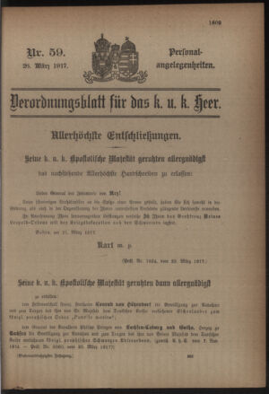 Kaiserlich-königliches Armee-Verordnungsblatt: Personal-Angelegenheiten 19170326 Seite: 1