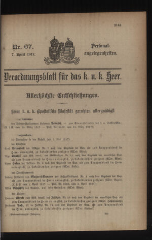 Kaiserlich-königliches Armee-Verordnungsblatt: Personal-Angelegenheiten 19170407 Seite: 35