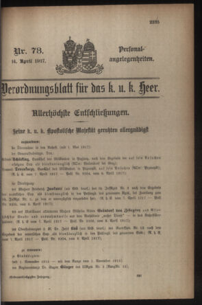 Kaiserlich-königliches Armee-Verordnungsblatt: Personal-Angelegenheiten 19170414 Seite: 45