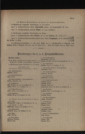 Kaiserlich-königliches Armee-Verordnungsblatt: Personal-Angelegenheiten 19170502 Seite: 7