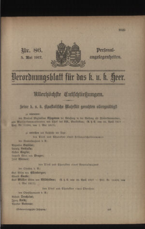 Kaiserlich-königliches Armee-Verordnungsblatt: Personal-Angelegenheiten 19170505 Seite: 73