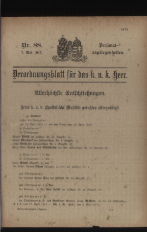 Kaiserlich-königliches Armee-Verordnungsblatt: Personal-Angelegenheiten 19170507 Seite: 33