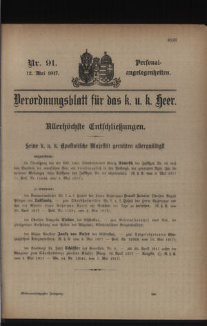 Kaiserlich-königliches Armee-Verordnungsblatt: Personal-Angelegenheiten 19170512 Seite: 63