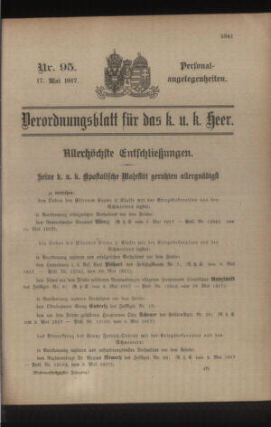 Kaiserlich-königliches Armee-Verordnungsblatt: Personal-Angelegenheiten 19170517 Seite: 155