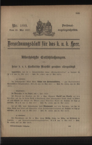 Kaiserlich-königliches Armee-Verordnungsblatt: Personal-Angelegenheiten 19170526 Seite: 35