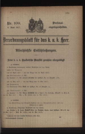 Kaiserlich-königliches Armee-Verordnungsblatt: Personal-Angelegenheiten 19170606 Seite: 1