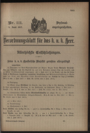 Kaiserlich-königliches Armee-Verordnungsblatt: Personal-Angelegenheiten 19170609 Seite: 43